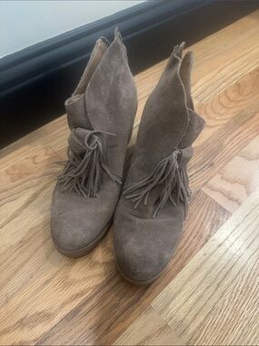 UGG Taupe Suede Fringe Ankle Booties